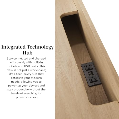 Office Tech And Space - Coastal Oak Modern Transitional Reeded Desk