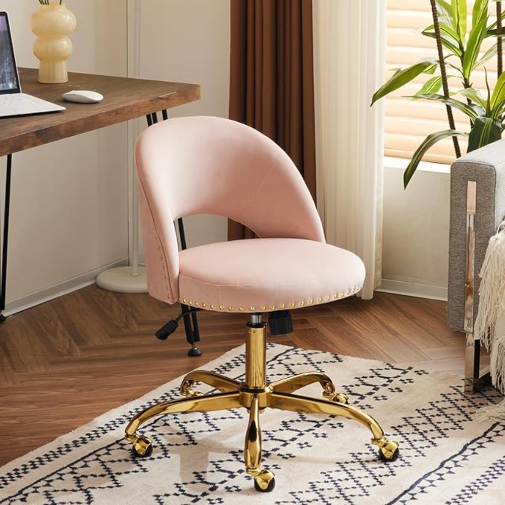 Office Tech And Space - Modern Velvet Small Office Chair,Cute Desk