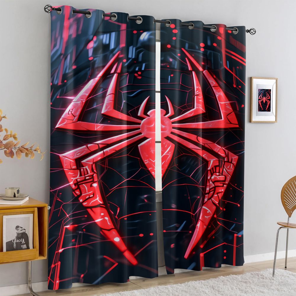 Spider Print Curtains Futurist - High Tech Office Room avaliação e preço