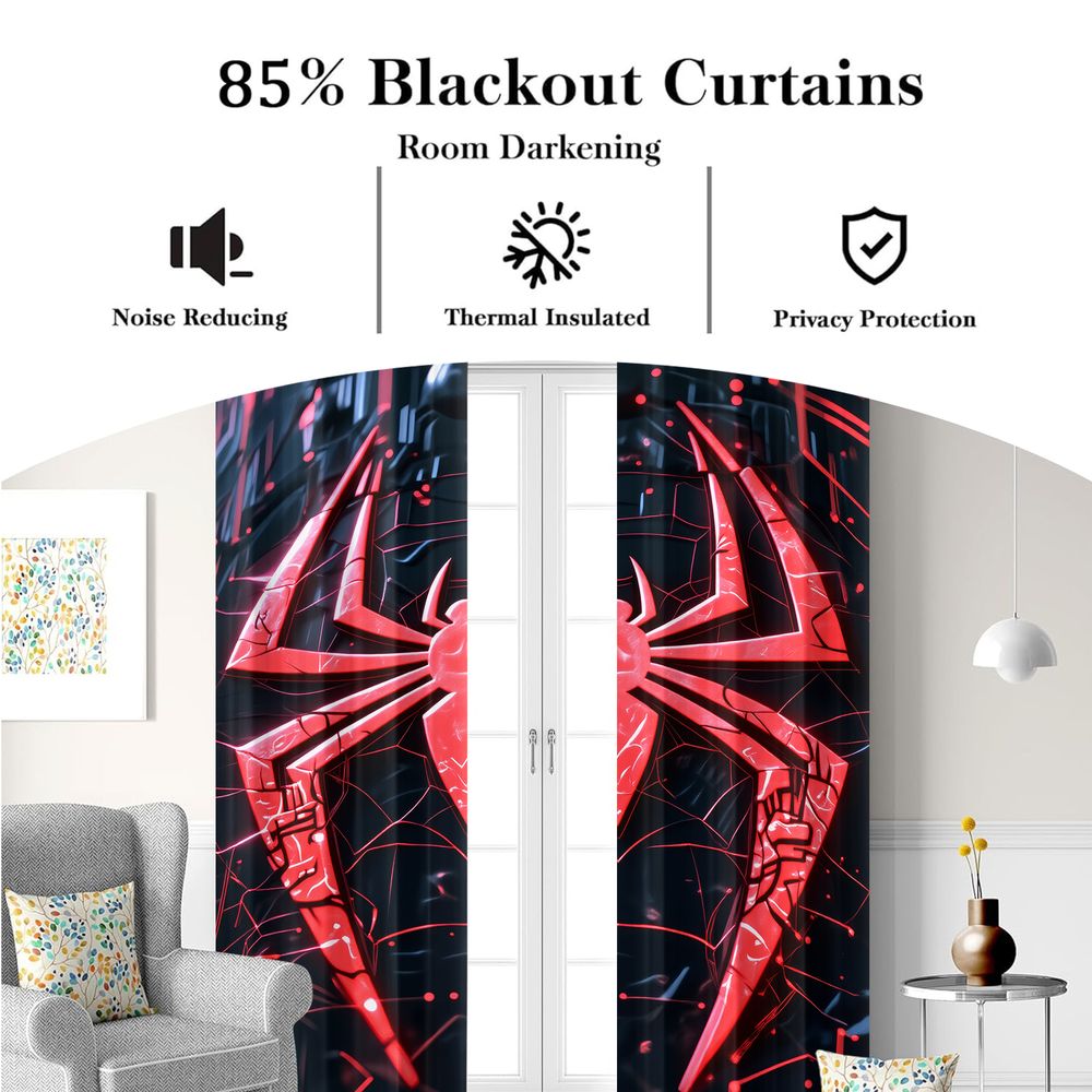 Spider Print Curtains Futurist - High Tech Office Room avaliação e preço